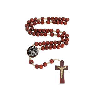 Terço de São Bento Madeira Pau Brasil - 8mm