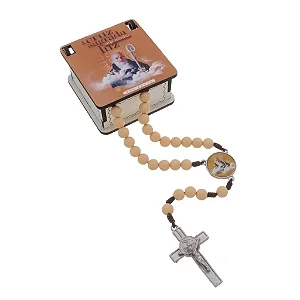 Terço de São Bento com Porta-Terços em MDF - Creme