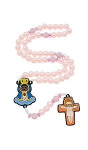 Terço de Nossa Senhora Aparecida infantil emborrachado - rosa