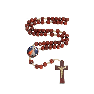 Terço de Jesus Misericordioso em Madeira Pau Brasil - 8mm