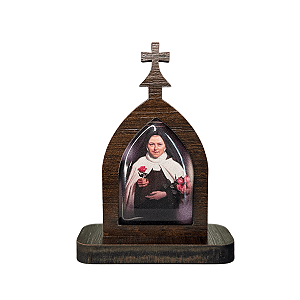 Mini Capela de Santa Teresinha do Menino Jesus em MDF - Marrom Escuro
