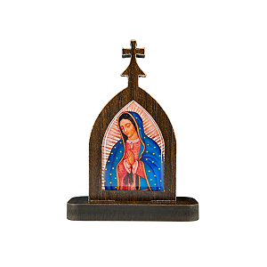 Mini Capela de Nossa Senhora de Guadalupe em MDF - Marrom Escuro