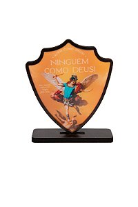 PEDESTAL DE SÃO MIGUEL ARCANJO EM METAL - OURO ENVELHECIDO - 9CM