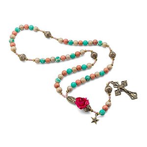 Terço Colorido N. Sra. de Guadalupe 8mm com Flor