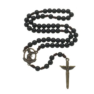 Terço com Medalha de São Miguel Arcanjo e Espada - Preto
