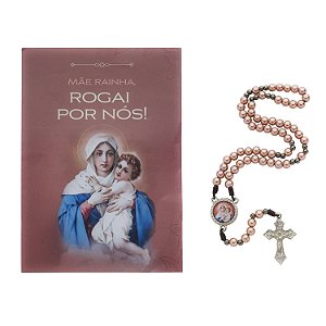 Terço com Folheto da Mãe Rainha - Rose Gold