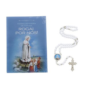 Terço com Folheto de Nossa Senhora de Fátima - Branco