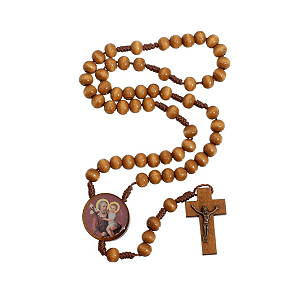 Terço de São José com Contas e Crucifixo de Madeira - Marrom