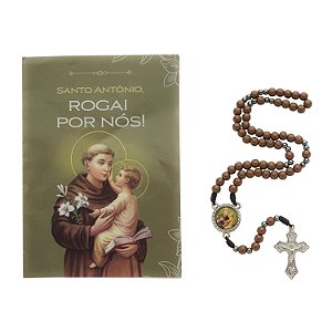 Terço com Folheto de Santo Antônio de Pádua - Marrom