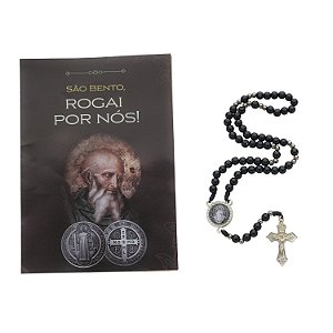 Terço com Folheto da Medalha de São Bento - Preto