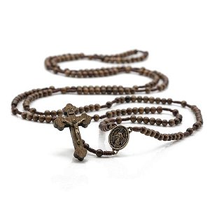 Rosário de Madeira Imbuia 6mm – Medalha de Nossa Senhora das Graças