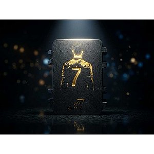 Porta Figurinha Cromo Preto e Dourado - Cristiano Ronaldo NR7 - Proteja seus stickers