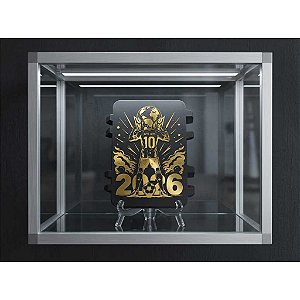 Porta Figurinha Cromo Preto e Dourado - Messi - Proteja seus stickers