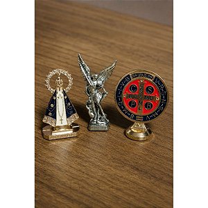 Kit Protecao Espiritual - Aparecida, Sao Miguel Arcanjo e Medalha Sao Bento