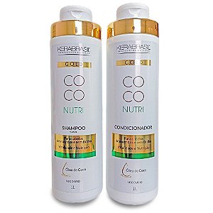 Shampoo + Condicionador Coco Nutri KeraBrasil Gold 2x1L