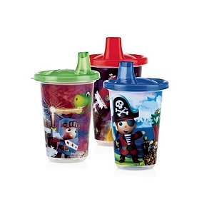 Kit 3 Copos Decorados Com Bico 300ml Nûby Nb92609 Menino