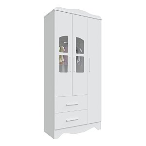 Guarda Roupa Lisi 3 Portas Branco Brilho Peroba 4826