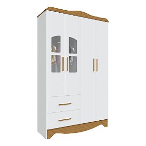 Guarda Roupa Lisi 4 Portas Branco Brilho Amêndoa Peroba 4764