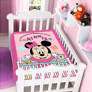 Cobertor Infantil Raschel Rosa Disney Minnie Bercinho Jolitex