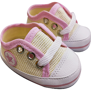 Tênis Estrelinha Creme e Rosa Mimos