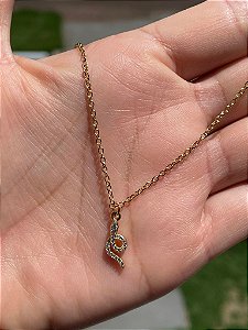 Colar com Pingente de Serpente Cravejado com Zirconia