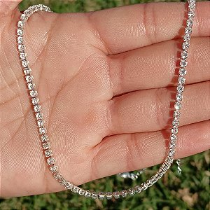 Colar Riviera Zircônia Cristal  - Banho de Ródio Branco