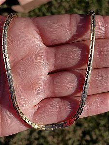Colar elos retangulares - Banho de Ouro 18k