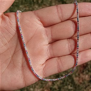 PRATA 925 - Choker Riviera Colorida - Zircônia