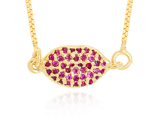 Colar Boca cravejado com Zircônia - Banho de Ouro 18k