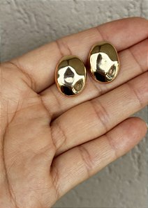 Brinco Oval Orgânico Banho Ouro 18 k