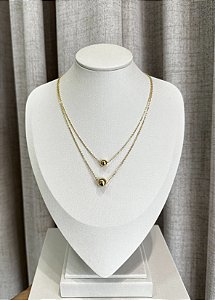 Colar Duplo Bolas Banho Ouro 18 k