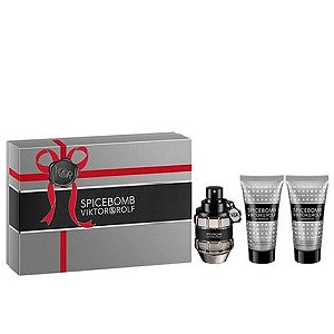 KIT PERFUME VIKTOR & ROLF SPICE BOMB MASCULINO EAU DE TOILETTE 50 ML + BÁLSAMO PÓS-BARBA 50 ML + CREME DE BARBEAR 50 ML