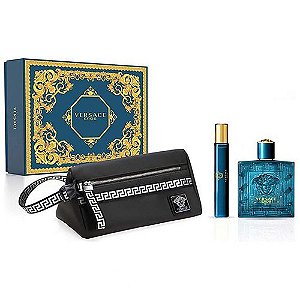 KIT PERFUME VERSACE EROS EAU DE TOILETTE 100 ML + MINI 10 ML + NÉCESSAIRE EXCLUSIVA