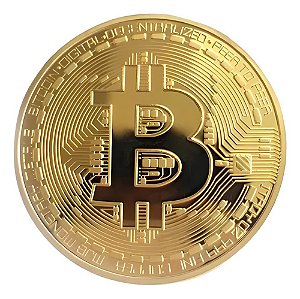 Moeda Bitcoin Decorativa Dourada