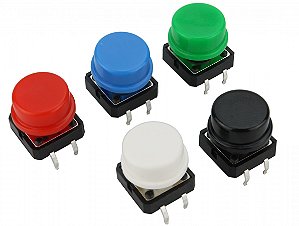 Kit 25un - Push Button 12x12 com Capas Coloridas + estojo