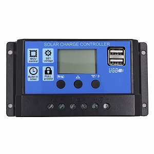 Controlador de carga solar 12 / 24v 10a com display lcd