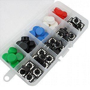 Kit push button com capas coloridas - 25 botões
