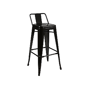 BANQUETA TOLIX ALTA COM ENCOSTO PRETO