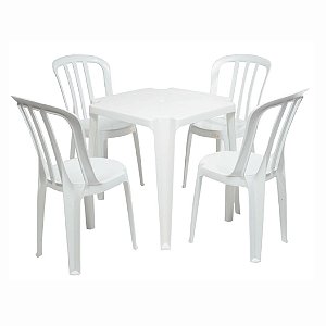 Conjunto de Mesa e Cadeiras de Plástico Preta