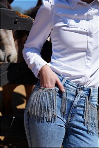 CALÇA FUNNY FIREWATER (FRANJA STRASS) CÓS ALTO