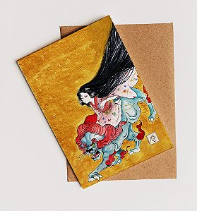 Cartão postal - The girl and the lion
