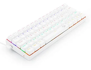 TECLADO GAMER MECANICO LAKSHMI RAINBOW BRANCO SWITCH AZUL ABNT2 NOVO