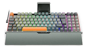 TECLADO MECANICO GAMER REDRAGON OLAF PRETO E CINZA RGB COM SWITCH DUST-PROOF MARROM NOVO