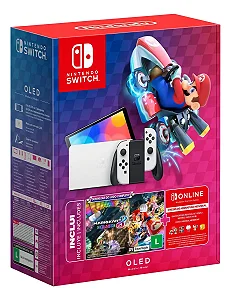 CONSOLE NINTENDO SWITCH OLED MARIO KART 8 DELUXE+ 3 MESES DE ASSINATURA NOVO