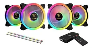 KIT 4 FANS RGB COM FITA LED RGB AEOLUS M2 1204R ELITE NOVO
