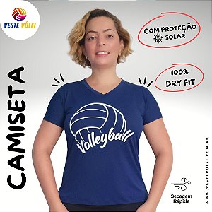 Camiseta Feminina - Modelo Volleyball Azul Marinho