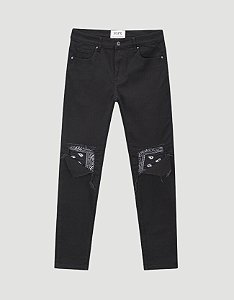 Calça Jeans Fit Destroyed Black Bandana - NOISER