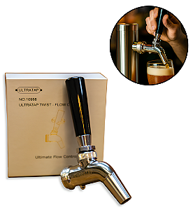 Torneira Ultratap Twist com controle fluxo Aço Inox Keg king