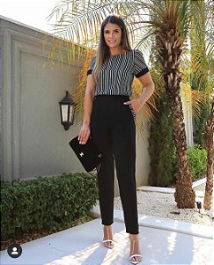 Conjunto Preto em Listras Leticia