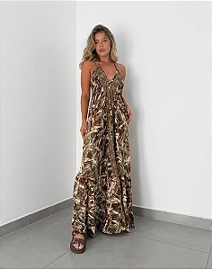 Vestido Boho longo costa aberta